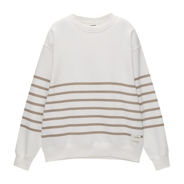 Pull&Bear Bluză de molton  maro / alb