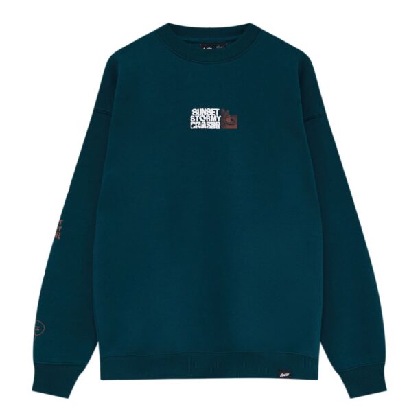 Pull&Bear Bluză de molton  maro / verde petrol / alb