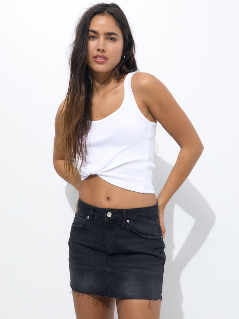 Pull&Bear Fustă  negru denim