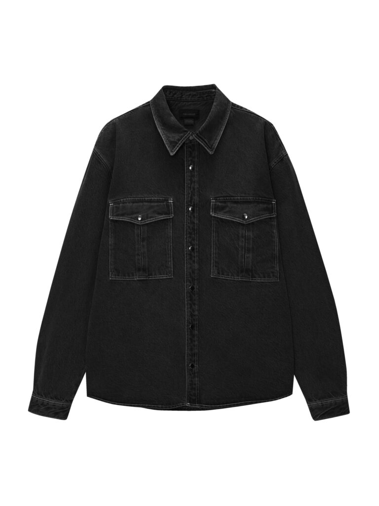 Pull&Bear Geacă de primăvară-toamnă  negru denim