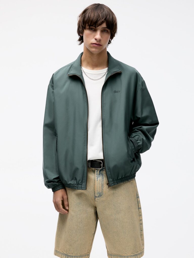 Pull&Bear Geacă de primăvară-toamnă  verde petrol