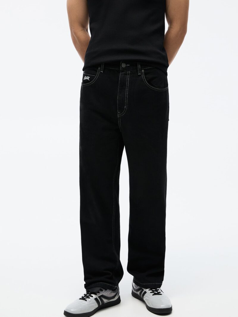 Pull&Bear Jeans  negru denim / alb