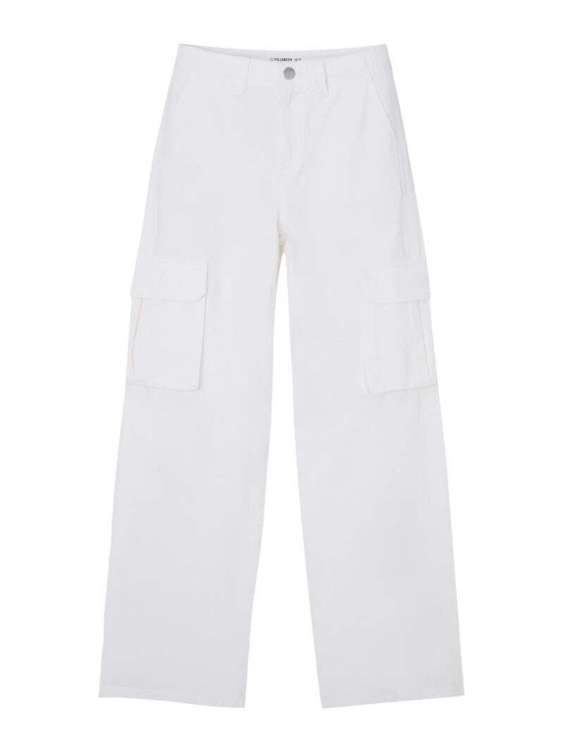 Pull&Bear Pantaloni cu buzunare  alb