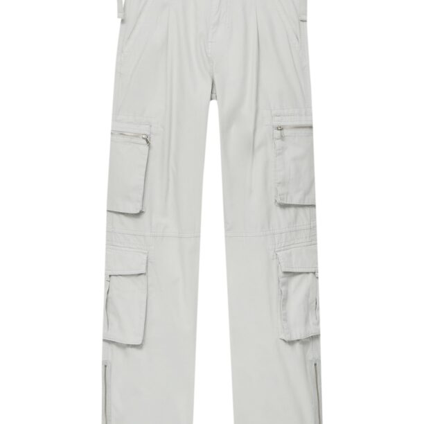 Pull&Bear Pantaloni cu buzunare  gri deschis