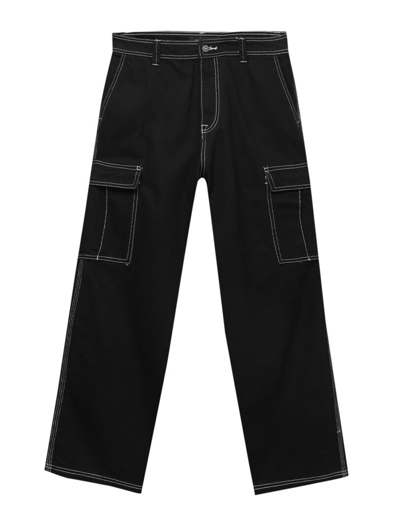 Pull&Bear Pantaloni cu buzunare  negru / alb