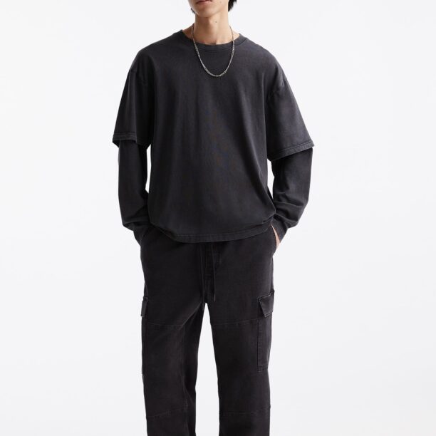 Pull&Bear Pantaloni eleganți  negru preţ