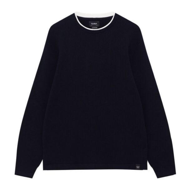 Pull&Bear Pulover  bleumarin / alb