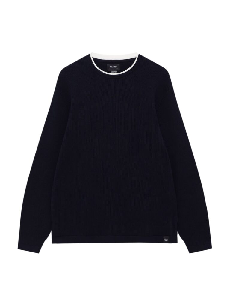 Pull&Bear Pulover  bleumarin / alb