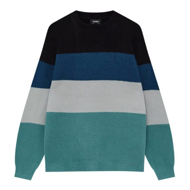 Pull&Bear Pulover  bleumarin / verde jad / mov lavandă / negru