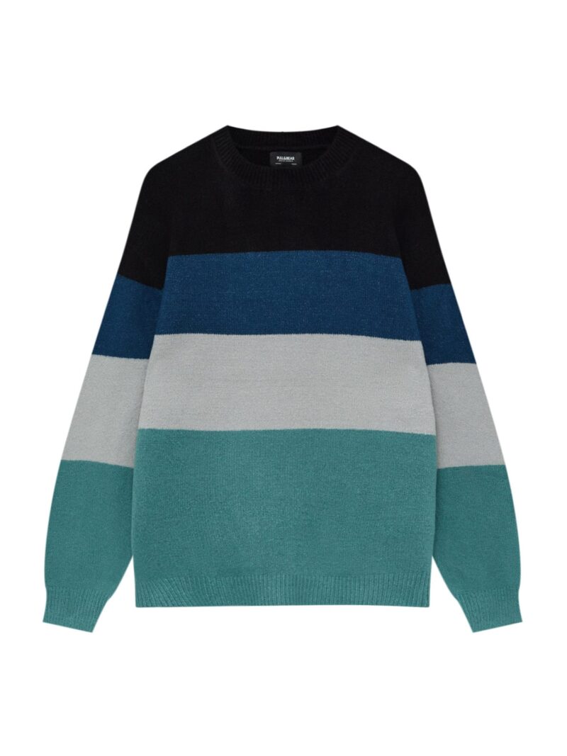 Pull&Bear Pulover  bleumarin / verde jad / mov lavandă / negru