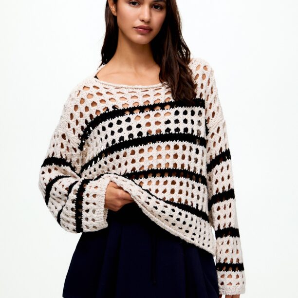 Pull&Bear Pulover  galben pastel / negru