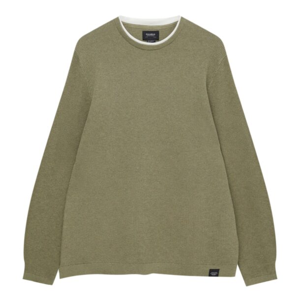 Pull&Bear Pulover  kaki / alb