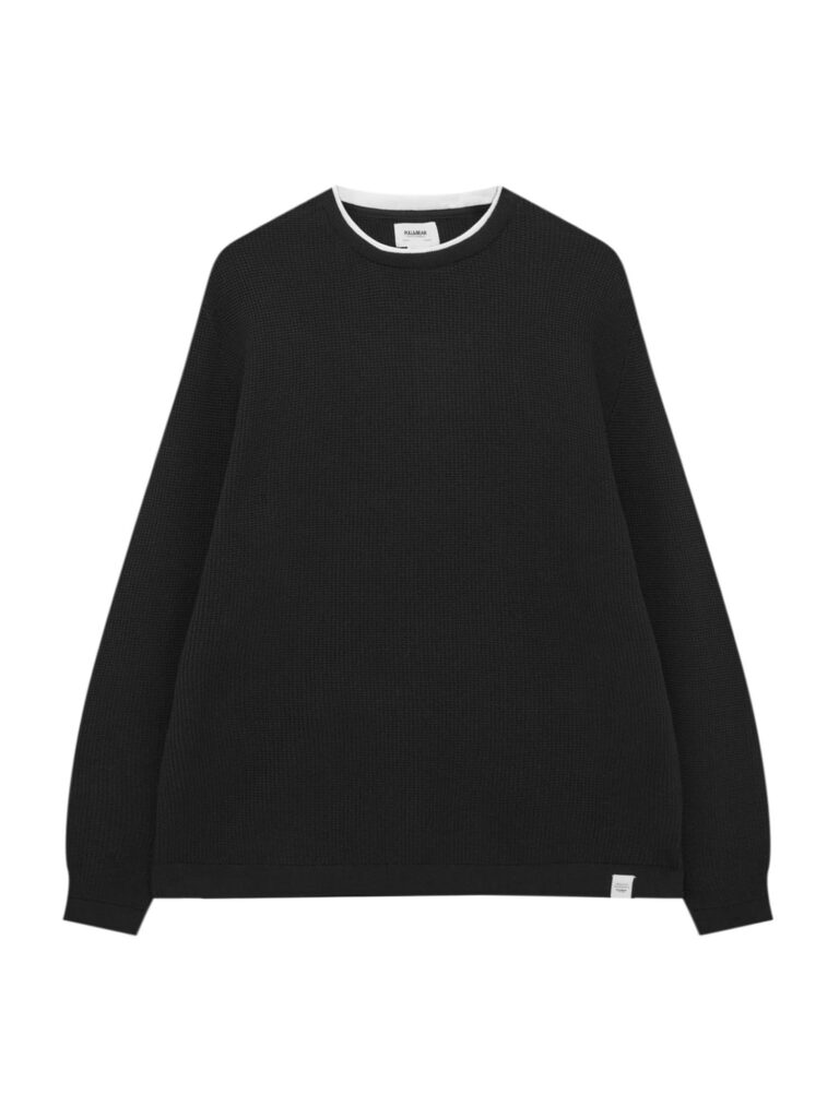 Pull&Bear Pulover  negru / alb