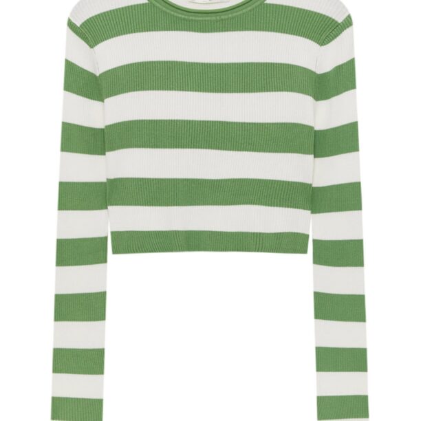 Pull&Bear Pulover  verde / alb natural