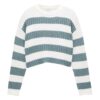 Pull&Bear Pulover  verde deschis / alb