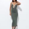 Pull&Bear Rochie tricotat  bej / verde pin