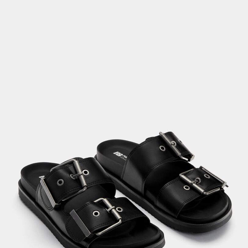 Pull&Bear Saboți  negru / argintiu preţ