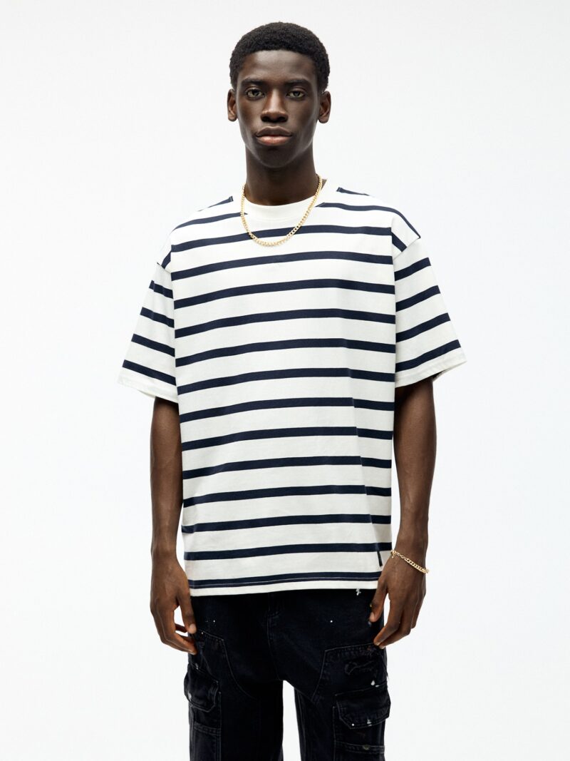 Pull&Bear Tricou  bleumarin / alb