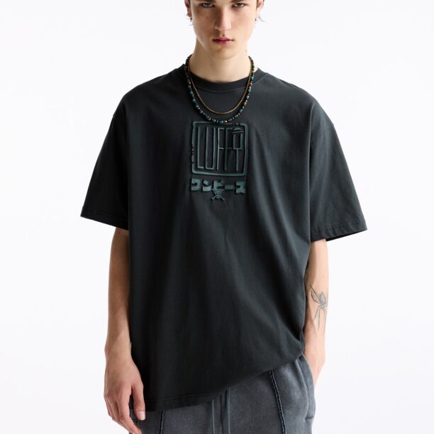 Pull&Bear Tricou  gri / gri grafit / verde jad / alb