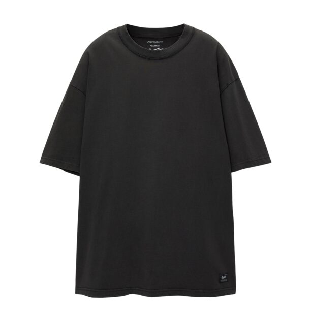 Pull&Bear Tricou  gri metalic / negru / alb