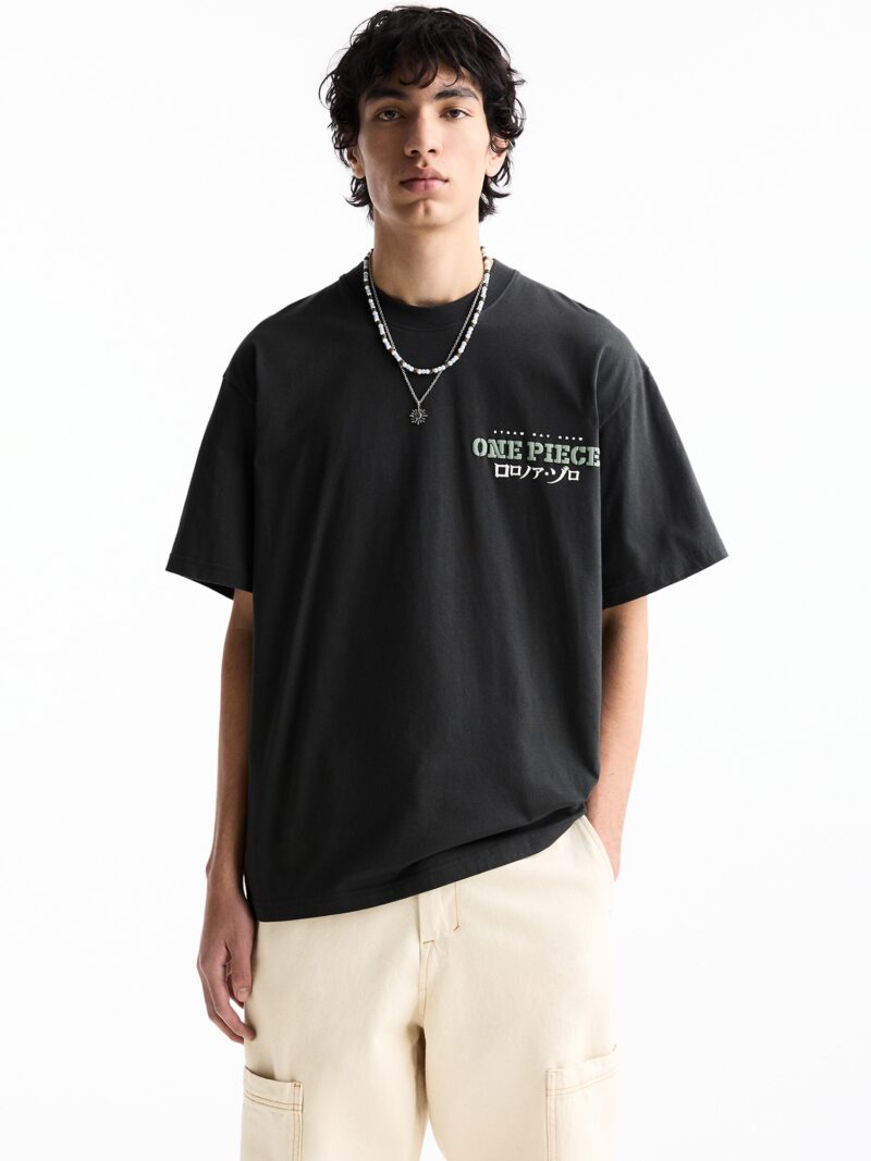 Pull&Bear Tricou  gri metalic / verde / alb