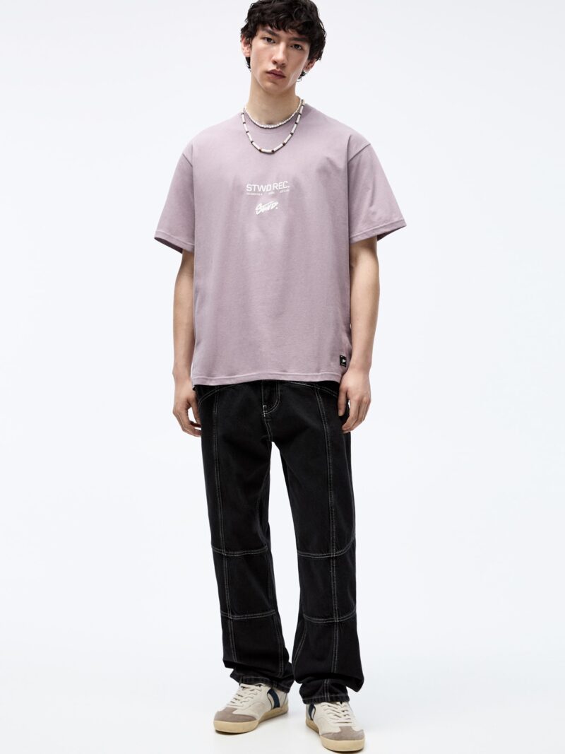 Cumpăra Pull&Bear Tricou  mauve / alb