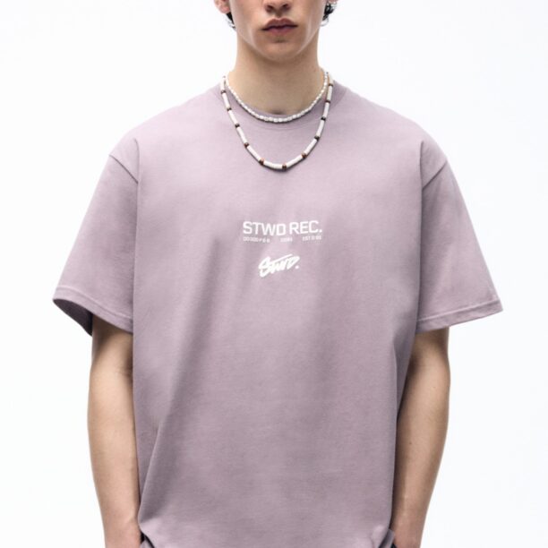 Pull&Bear Tricou  mauve / alb