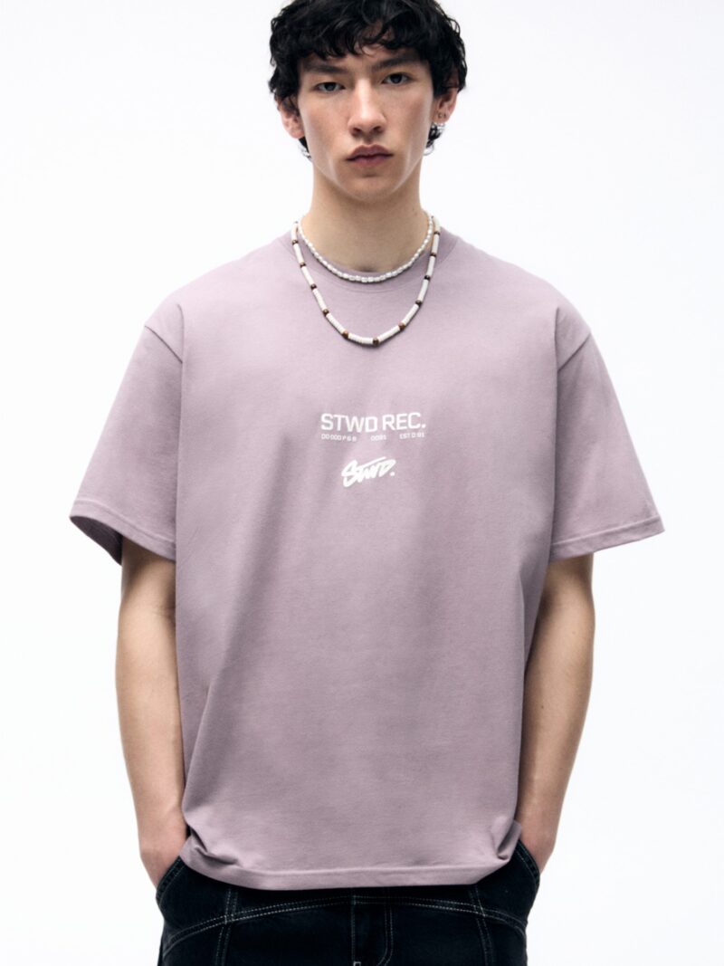 Pull&Bear Tricou  mauve / alb