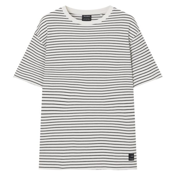 Pull&Bear Tricou  negru / alb