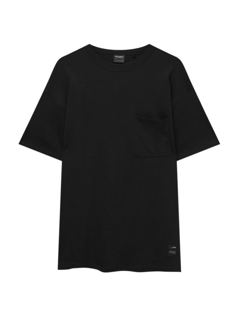 Pull&Bear Tricou  negru / alb