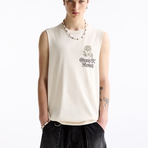 Pull&Bear Tricou  oliv / negru / alb lână