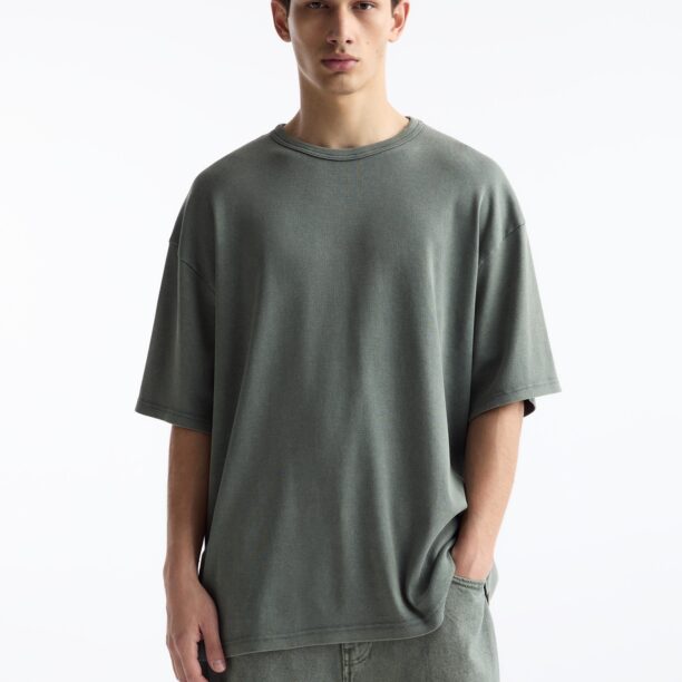 Pull&Bear Tricou  verde închis / negru