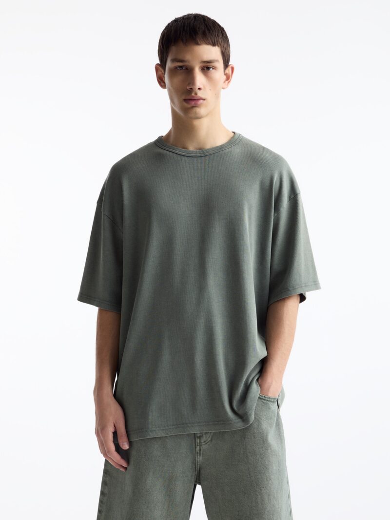 Pull&Bear Tricou  verde închis / negru