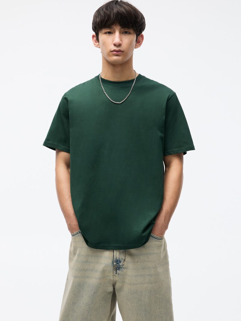 Pull&Bear Tricou  verde închis / negru / alb