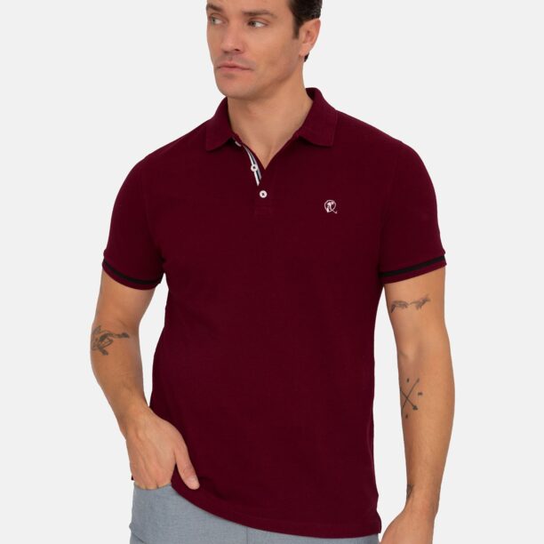 RAME Tricou  albastru marin / roșu merlot / alb