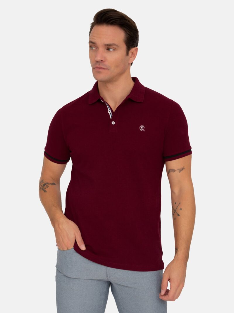 RAME Tricou  albastru marin / roșu merlot / alb