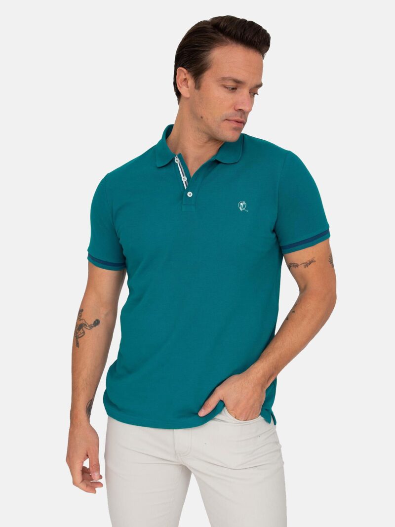 RAME Tricou  bleumarin / verde petrol / alb