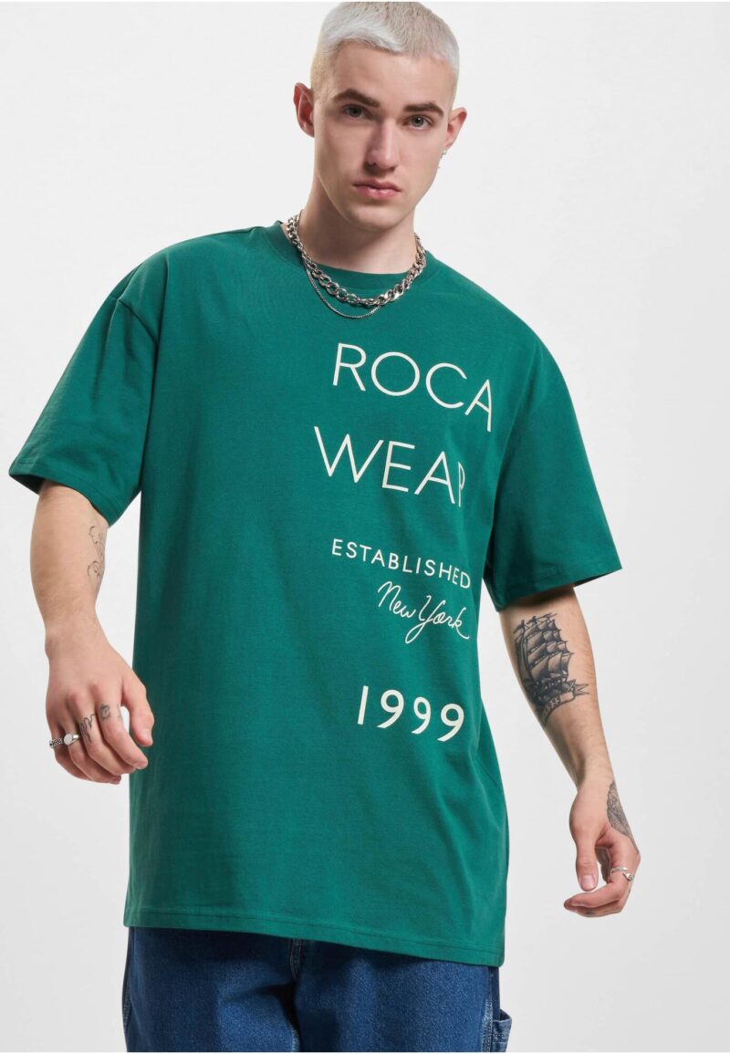 ROCAWEAR Tricou 'ExcuseMe'  verde / alb preţ