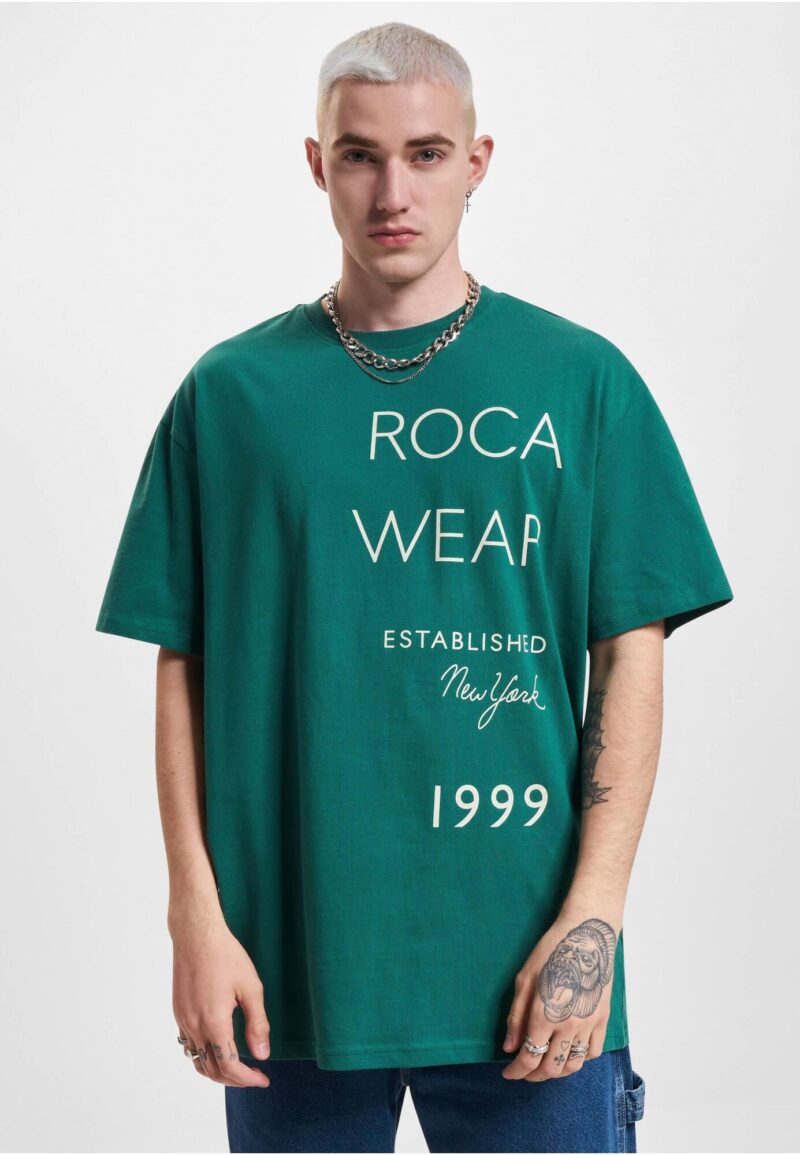 Preţ ROCAWEAR Tricou 'ExcuseMe'  verde / alb