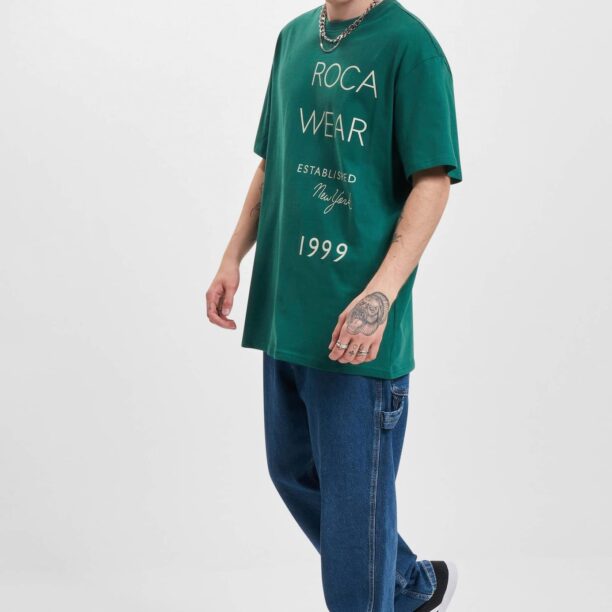 Original ROCAWEAR Tricou 'ExcuseMe'  verde / alb