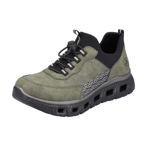 Rieker Pantofi cu șireturi  verde pastel / negru