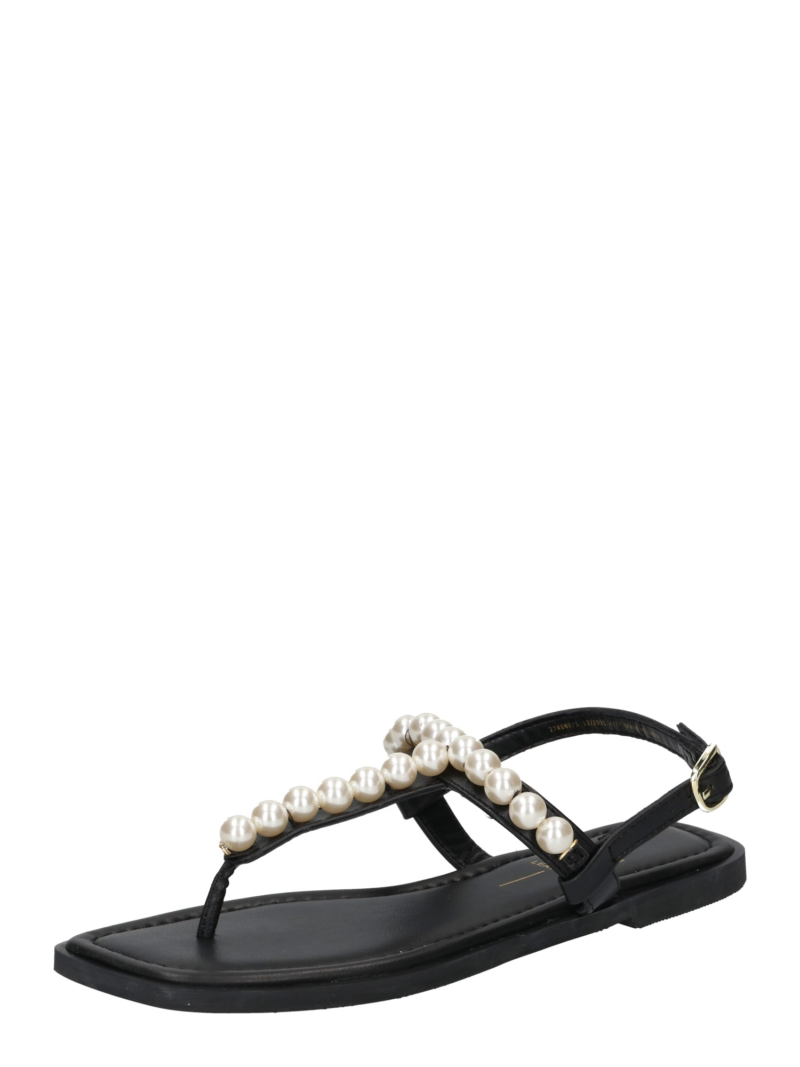 River Island Flip-flops 'THONG'  negru / alb perlat