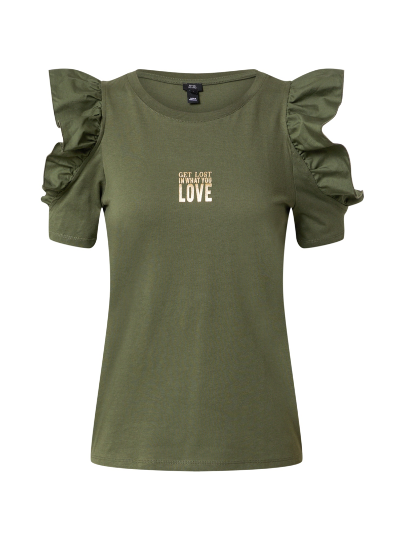 River Island Tricou 'LOVE'  auriu / oliv