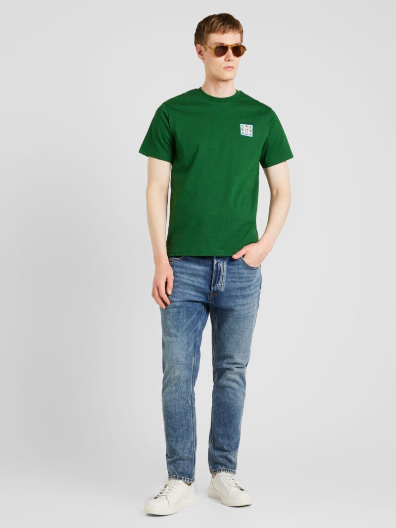 SELECTED HOMME Tricou 'SLHTATE'  bej / bleumarin / albastru deschis / verde închis