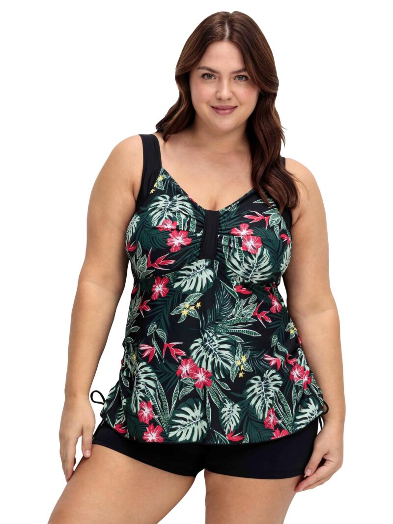 SHEEGO Tankini top  verde / negru / alb