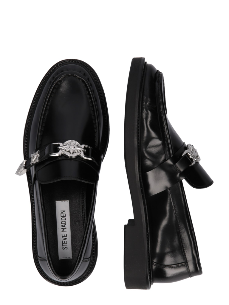 STEVE MADDEN Papuci de casă 'LAZARUS'  negru / argintiu