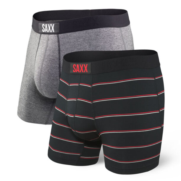 Saxx Vibe 2 Pack Boxer Brief Gray Shallow Stripe