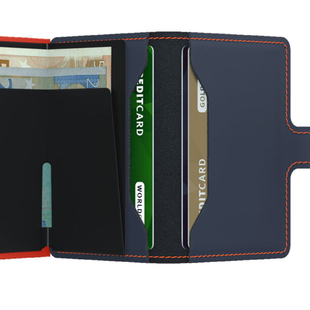 Secrid Miniwallet Matte Nightblue & Orange preţ