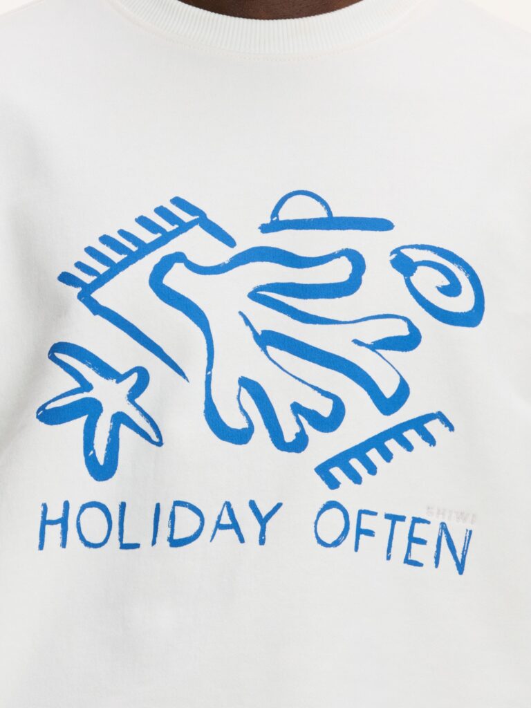 Original Shiwi Bluză de molton 'HOLIDAY OFTEN'  albastru / alb