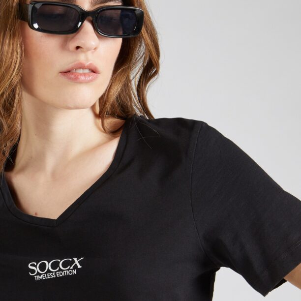 Preţ Soccx Tricou 'HAP:PY'  negru / alb